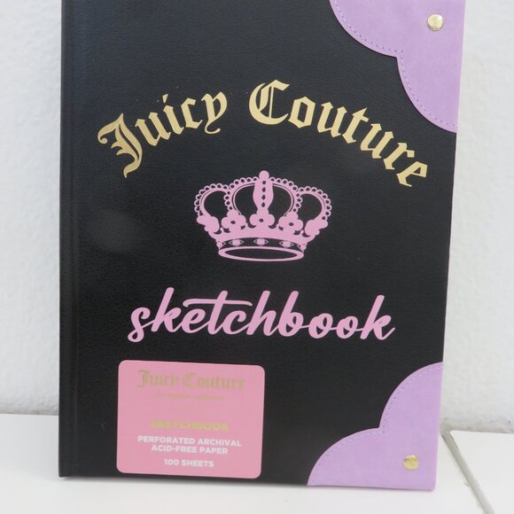 (#121) Juicy Couture Hardcover Black and Lavender Sketchbook - Picture 2 of 4